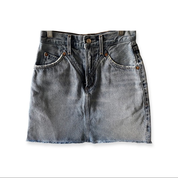 AGOLDE Palladium High Rise Denim Skirt with Raw Hem in Color Renewal Size 23. - Picture 5 of 8